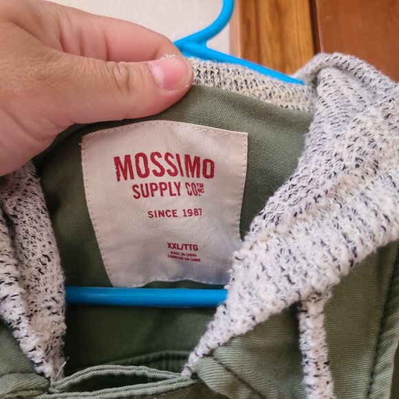 Mossimo Supply Co Army Green Hooded Jacket with Knit Grey Sleeves Plus Size XXL - Picture 5 of 9